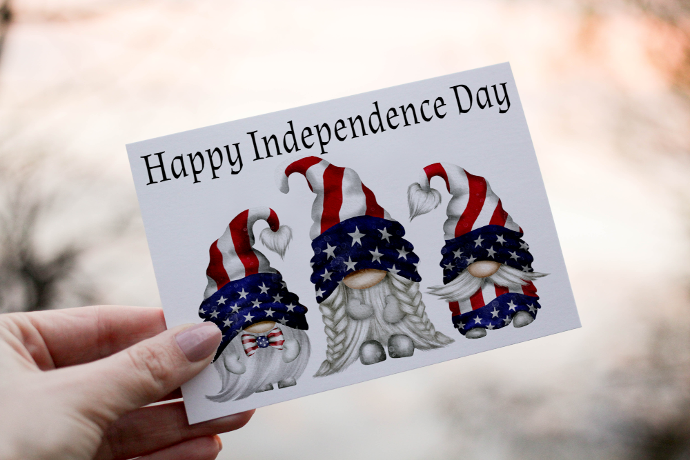 Independence Day Gnome Card, Custom Card For Independence Day - Click Image to Close